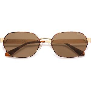 Unisex Tortoise/Brown Trendy Hexagon Sunglasses for UV400 Retro Rectangle Shades